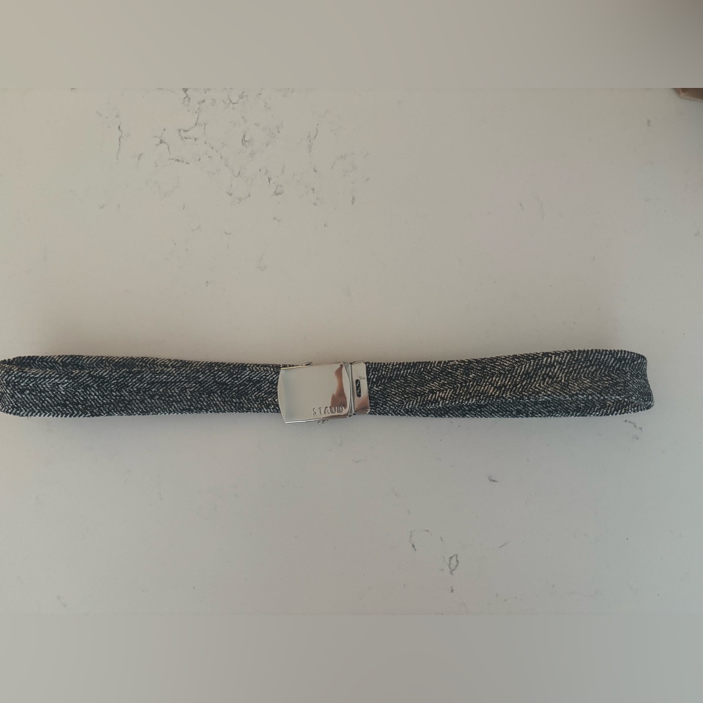 STAUD Fabric Belt with Polished Silver Buckle